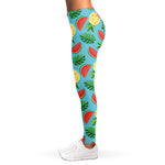 Tropical Watermelon And Pineapple Print Women's Leggings