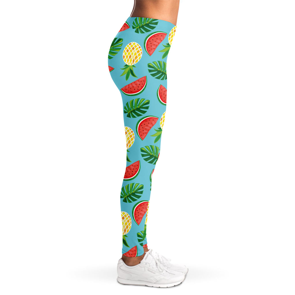 Tropical Watermelon And Pineapple Print Women's Leggings