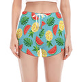 Tropical Watermelon And Pineapple Print Women's Split Running Shorts