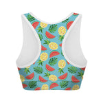Tropical Watermelon And Pineapple Print Women's Sports Bra