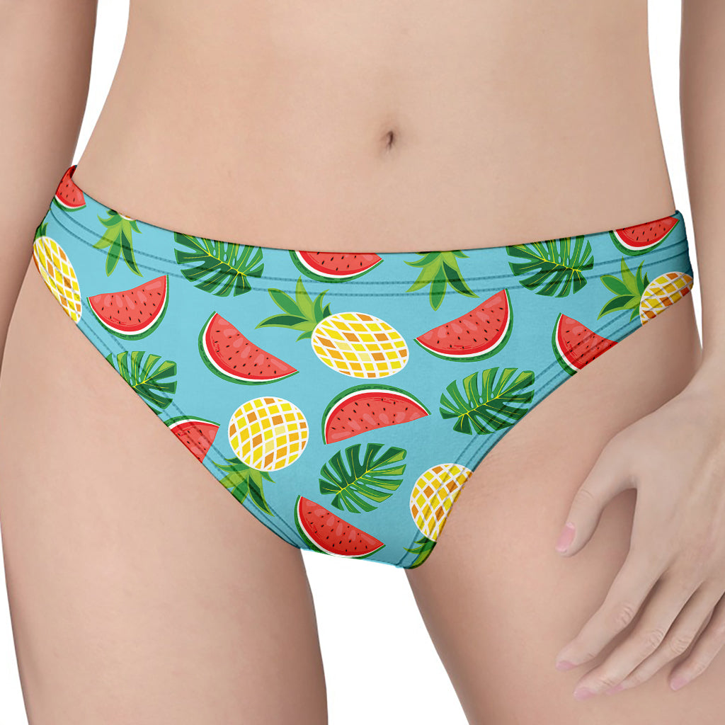 Tropical Watermelon And Pineapple Print Women's Thong