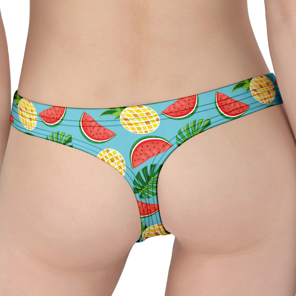 Tropical Watermelon And Pineapple Print Women's Thong