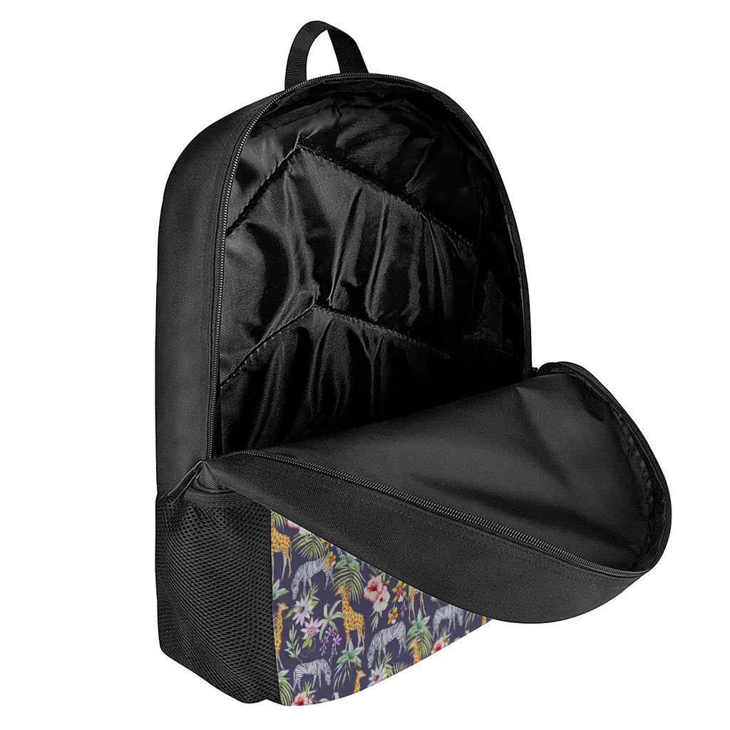 Tropical Zebra Giraffe Pattern Print 17 Inch Backpack