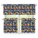 Tropical Zebra Giraffe Pattern Print 3 Piece Kitchen Curtains