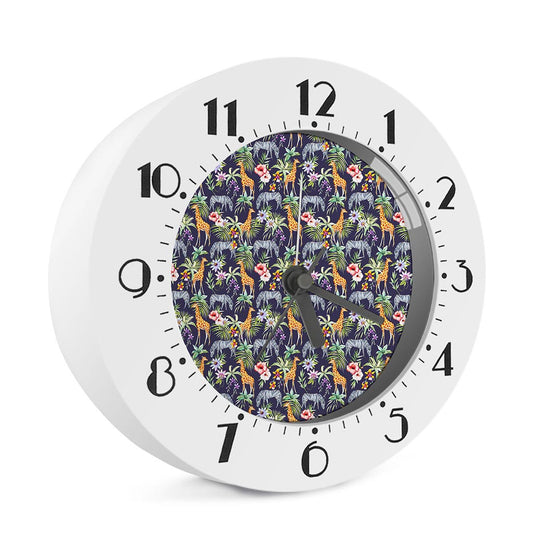 Tropical Zebra Giraffe Pattern Print Alarm Clock