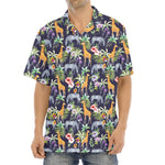 Tropical Zebra Giraffe Pattern Print Aloha Shirt