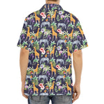 Tropical Zebra Giraffe Pattern Print Aloha Shirt