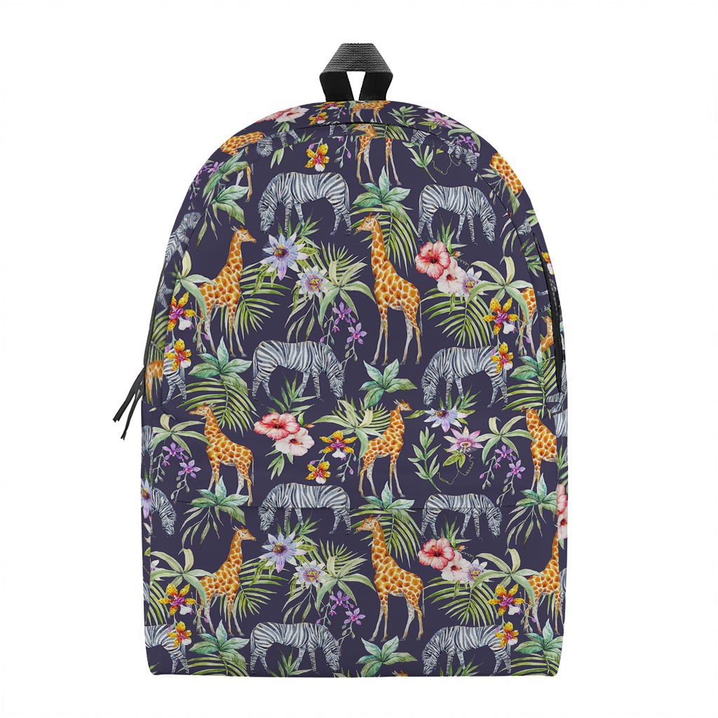 Tropical Zebra Giraffe Pattern Print Backpack