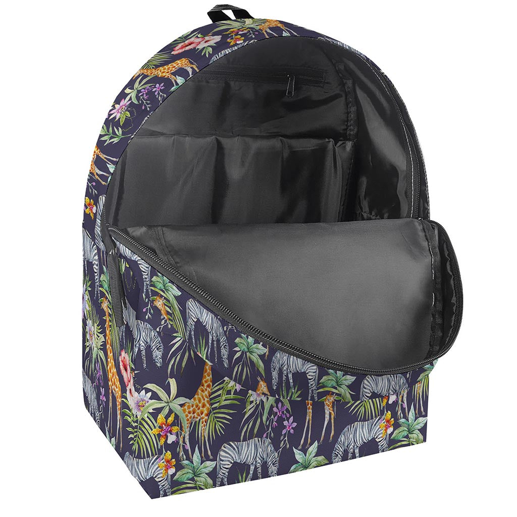 Tropical Zebra Giraffe Pattern Print Backpack