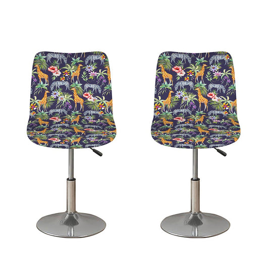 Tropical Zebra Giraffe Pattern Print Bar Stool Covers
