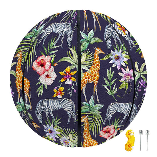 Tropical Zebra Giraffe Pattern Print Basketball
