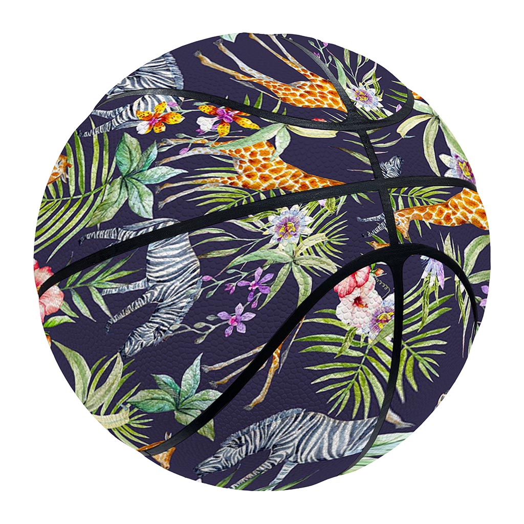 Tropical Zebra Giraffe Pattern Print Basketball