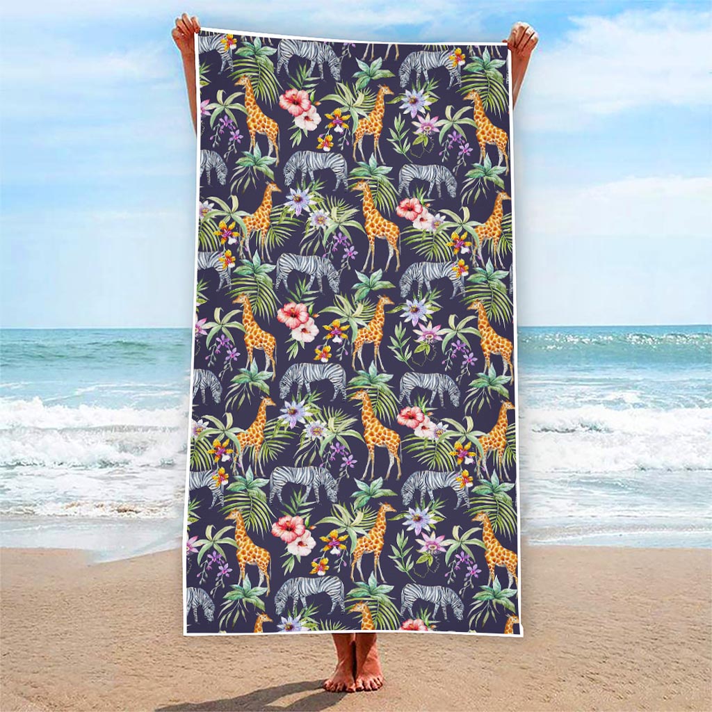 Tropical Zebra Giraffe Pattern Print Beach Towel