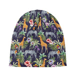 Tropical Zebra Giraffe Pattern Print Beanie