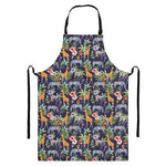Tropical Zebra Giraffe Pattern Print Bib Apron With Pocket
