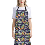 Tropical Zebra Giraffe Pattern Print Bib Apron With Pocket