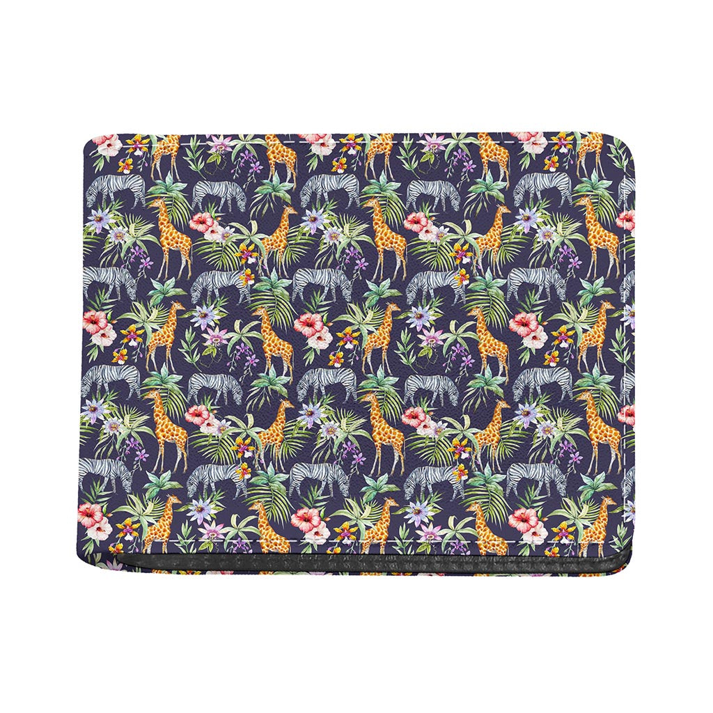 Tropical Zebra Giraffe Pattern Print Bifold Wallet