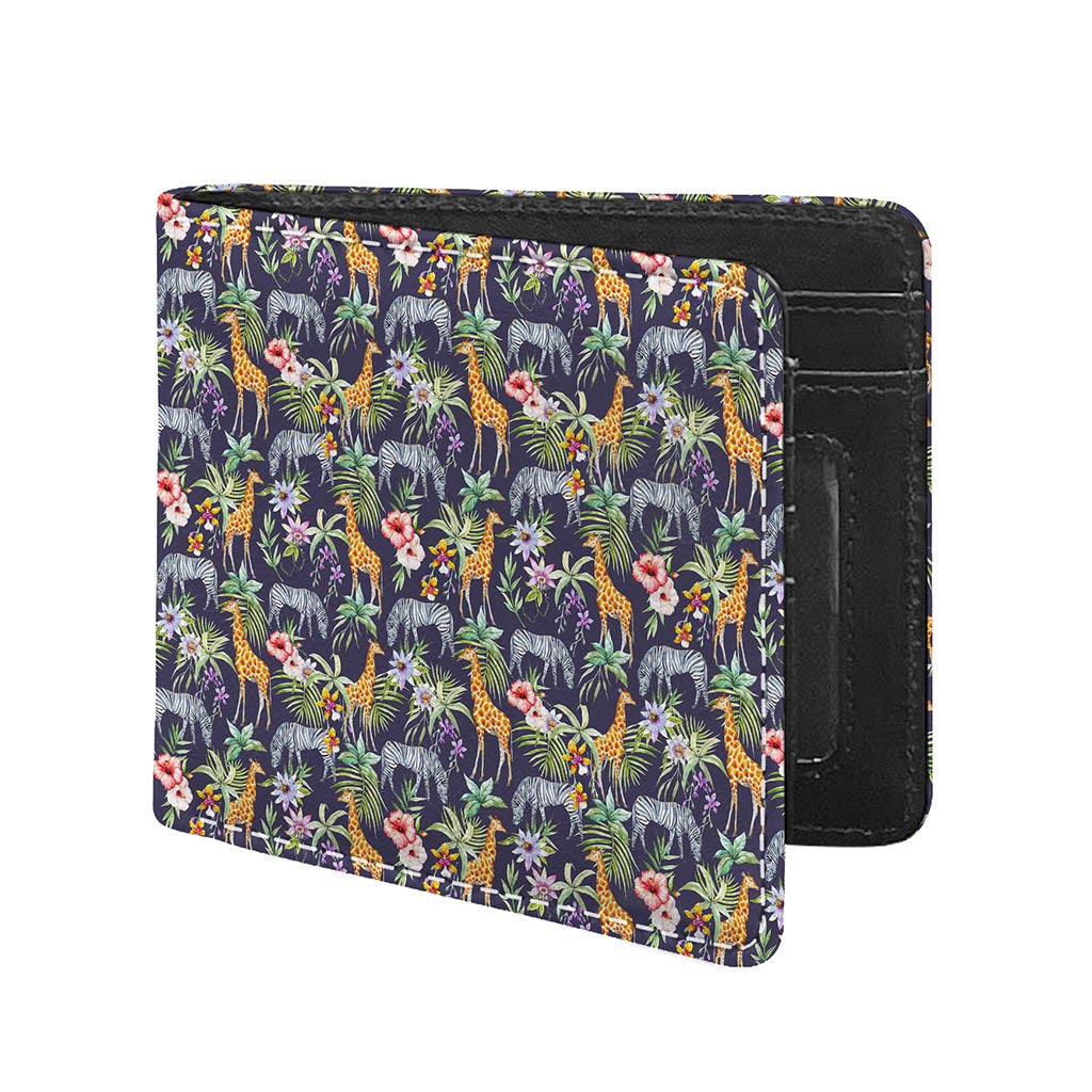 Tropical Zebra Giraffe Pattern Print Bifold Wallet