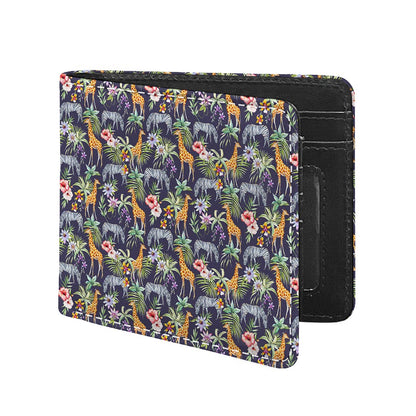 Tropical Zebra Giraffe Pattern Print Bifold Wallet