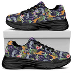 Tropical Zebra Giraffe Pattern Print Black Chunky Shoes