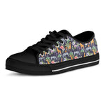 Tropical Zebra Giraffe Pattern Print Black Low Top Sneakers