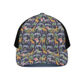 Tropical Zebra Giraffe Pattern Print Black Mesh Trucker Hat