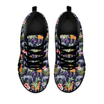 Tropical Zebra Giraffe Pattern Print Black Running Shoes