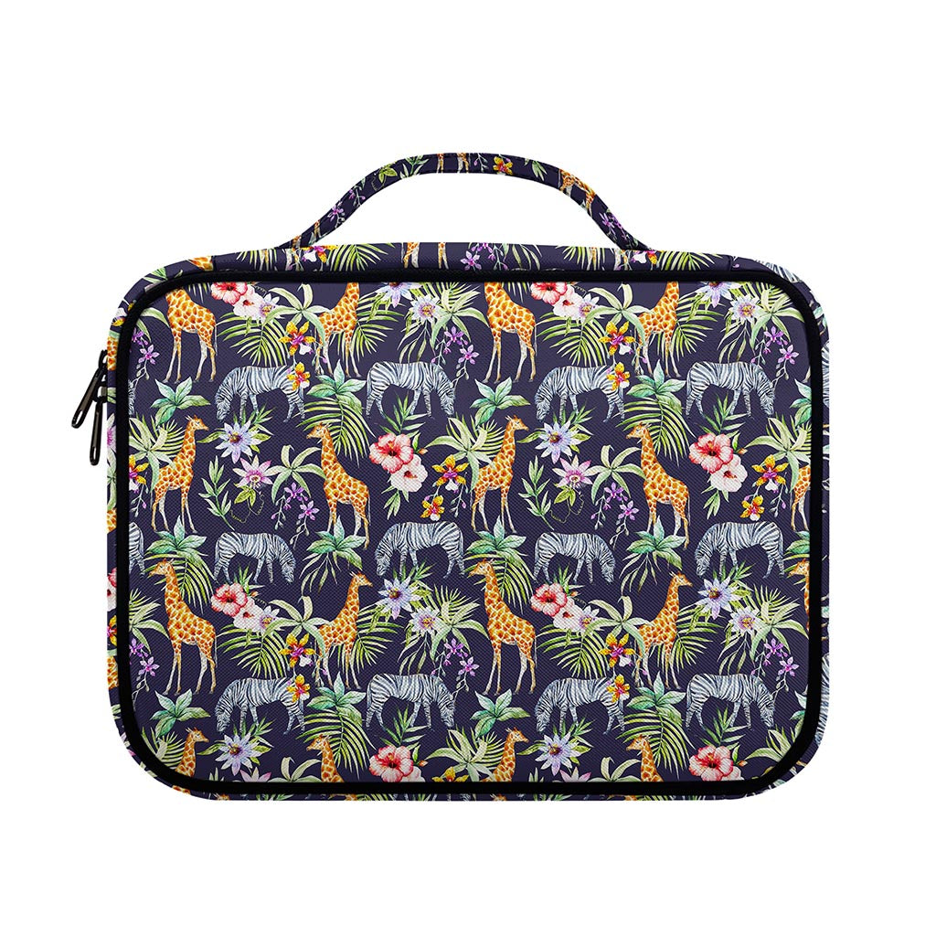 Tropical Zebra Giraffe Pattern Print Briefcase Bible Bag