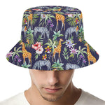 Tropical Zebra Giraffe Pattern Print Bucket Hat