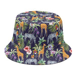 Tropical Zebra Giraffe Pattern Print Bucket Hat