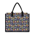 Tropical Zebra Giraffe Pattern Print Canvas Tote Bag