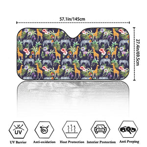 Tropical Zebra Giraffe Pattern Print Car Windshield Sun Shade