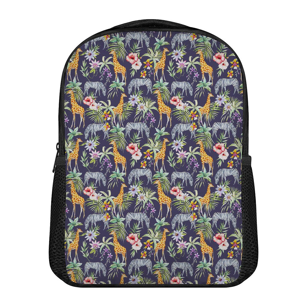 Tropical Zebra Giraffe Pattern Print Casual Backpack
