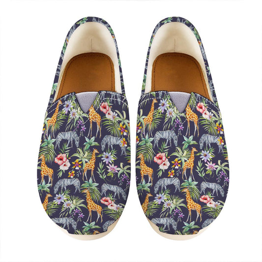 Tropical Zebra Giraffe Pattern Print Casual Shoes