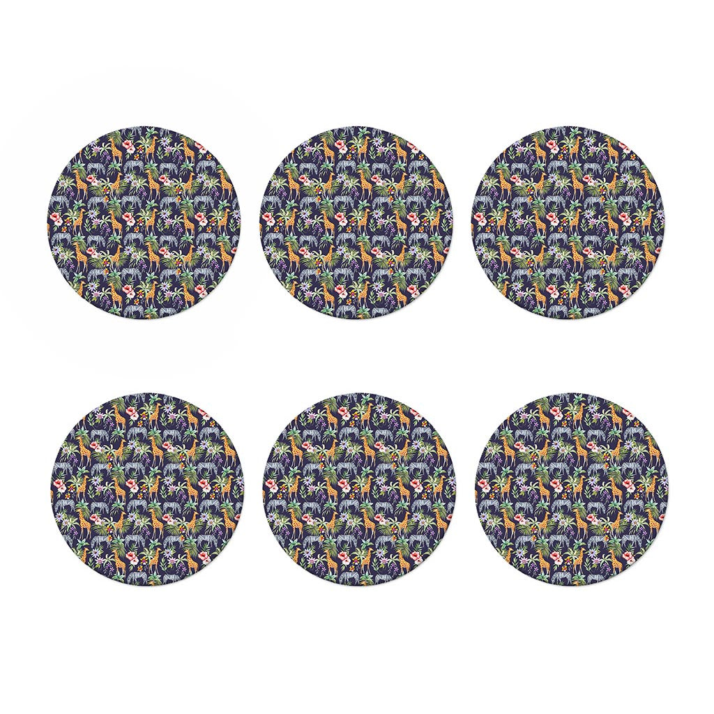 Tropical Zebra Giraffe Pattern Print Coaster Set