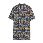Tropical Zebra Giraffe Pattern Print Cotton Hawaiian Shirt