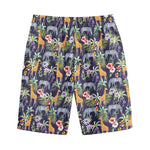 Tropical Zebra Giraffe Pattern Print Cotton Shorts