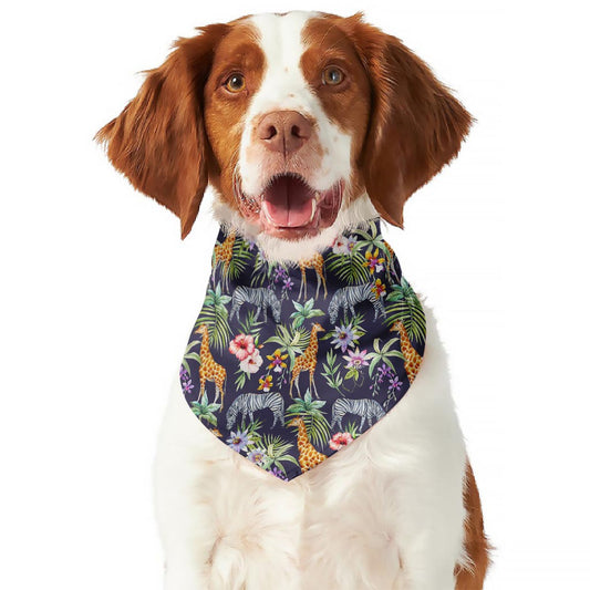 Tropical Zebra Giraffe Pattern Print Dog Bandana
