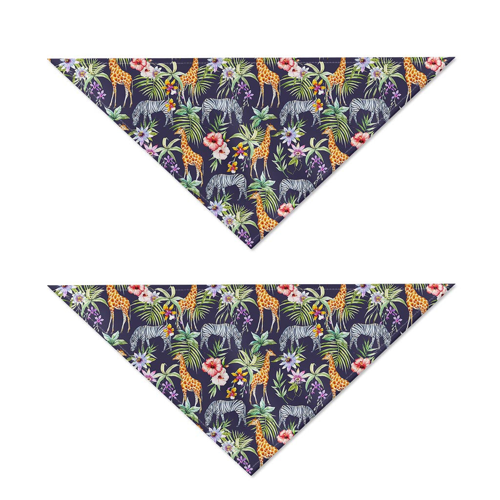 Tropical Zebra Giraffe Pattern Print Dog Bandana