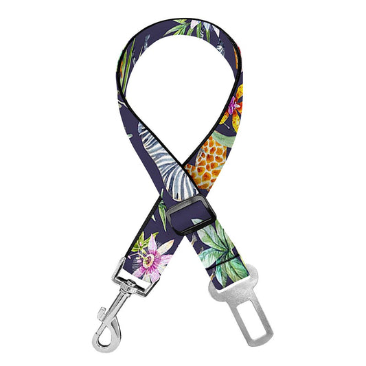Tropical Zebra Giraffe Pattern Print Dog Seat Belt