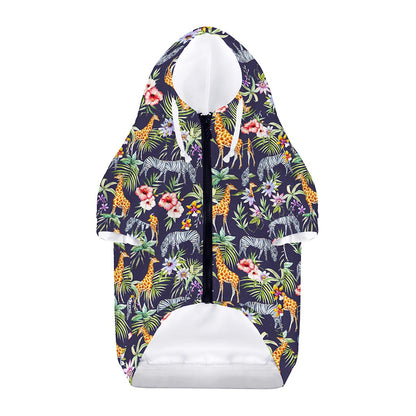 Tropical Zebra Giraffe Pattern Print Dog Zip Up Hoodie
