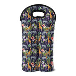 Tropical Zebra Giraffe Pattern Print Double Neoprene Wine Tote