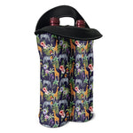 Tropical Zebra Giraffe Pattern Print Double Neoprene Wine Tote