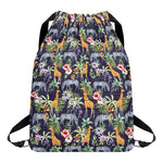 Tropical Zebra Giraffe Pattern Print Drawstring Backpack