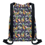 Tropical Zebra Giraffe Pattern Print Drawstring Backpack