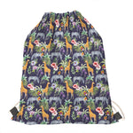 Tropical Zebra Giraffe Pattern Print Drawstring Bag