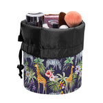 Tropical Zebra Giraffe Pattern Print Drawstring Makeup Bag