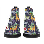 Tropical Zebra Giraffe Pattern Print Flat Ankle Boots