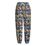 Tropical Zebra Giraffe Pattern Print Fleece Lined Knit Pants