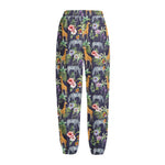 Tropical Zebra Giraffe Pattern Print Fleece Lined Knit Pants